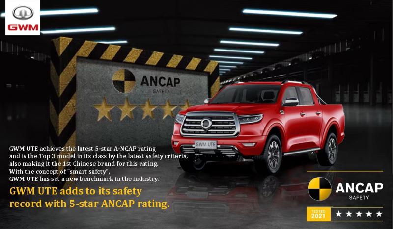 GWM POER Pickup Truck awarded with the latest stringent A-NCAP five-star safety ratings